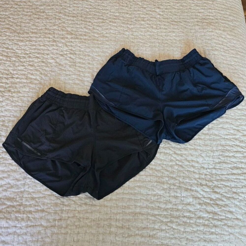Women's Lululemon Hotty Hot Athletic Short Bundle in Black and Navy Size 14